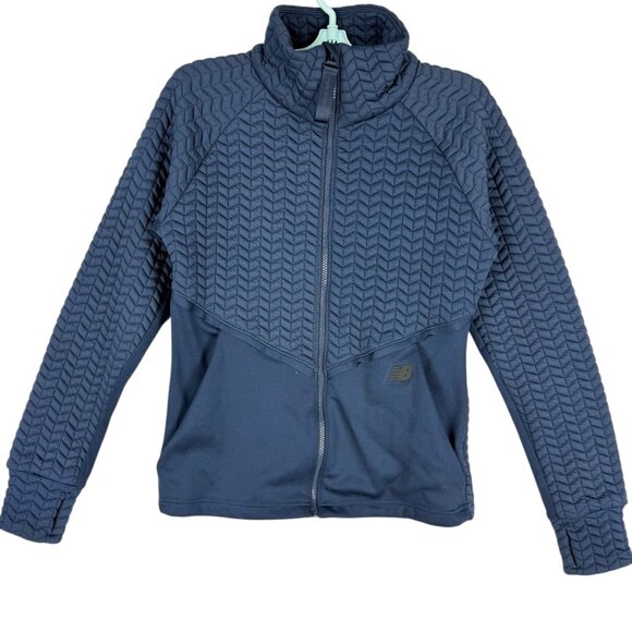 New Balance Women's Quilted Full-Zip Stand Collar Stretch Blue Jacket Size Small - Picture 1 of 10